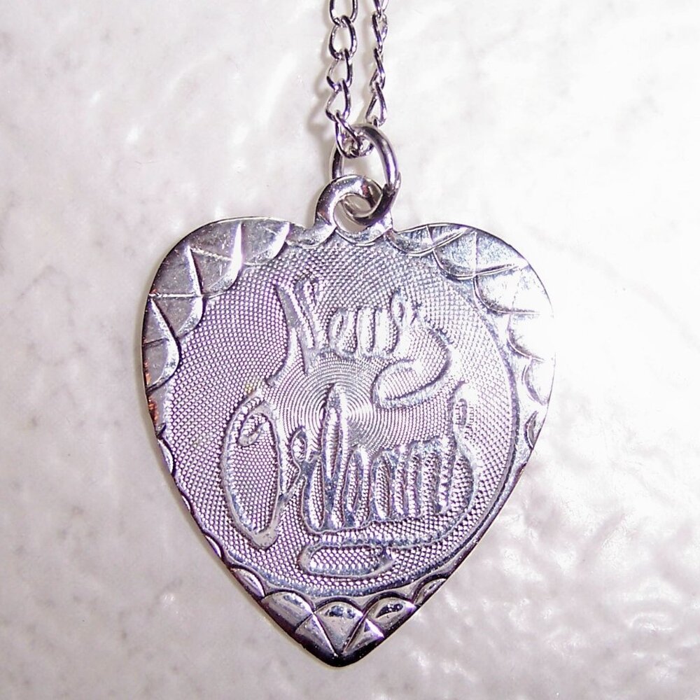 Vintage New Orleans Heart Shaped Pendant Necklace Marked Sterl Asco